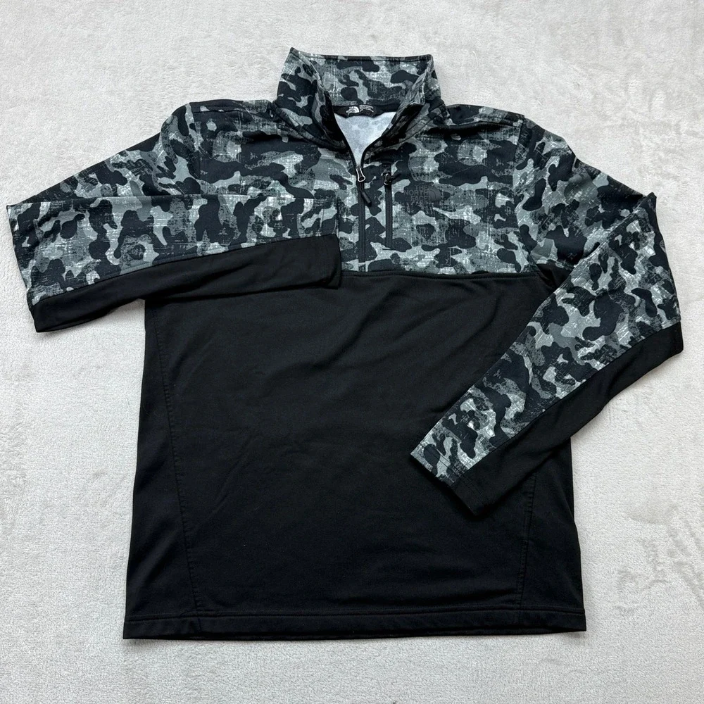 The North Face 1/4 Zip Pullover Mens Small Black Grey Camo NF0A3RT2